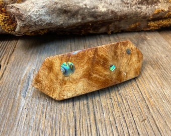 Wood/ Wooden Hair Barrette/ Hairclip: AAAAA Gallery grade Spalted Maple Burl (Medium)