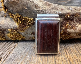 Wood/Wooden Money clip: Coco Bolo ( Chromed Steel)