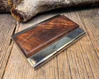 Wooden Business Card/ Credit Card Case/ Holder: Gallery grade AAAAA Old Growth Hawaiian Curly Koa wood