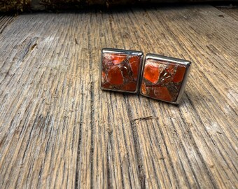 French Cufflinks: AAAAA Gallery grade Red Carnelian Copper Mohave