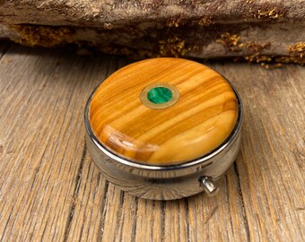 Wood/ Wooden Pill box, keepsake case: Mediterranean Olive wood, 3 Compartments, 1 Compartment