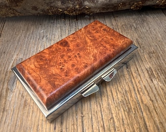 Wood/Wooden pill box/ Keepsake box: AAAAA Gallery Grade Amboyna Burl,  1 compartment, 6 partitions, 2 partitions
