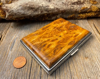 Wood/ Wooden ,Business/ Credit card,Wallet, Medicinal Herb/Cigarette Case: AAAAA Gallery grade incredibly rare lacey Birdseye oak Burl