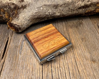 Wood/ Wooden Pill box/ case: AAAAA Gallery grade Canary wood, 3 Compartments, 1 Compartment