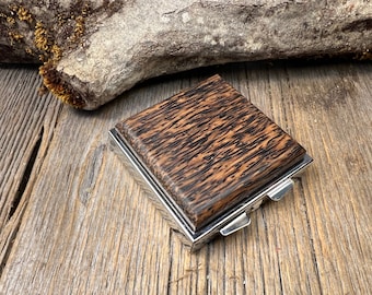 Wood/ Wooden Pill Box: AAAA  Gallery grade Black Palm, 4 compartments