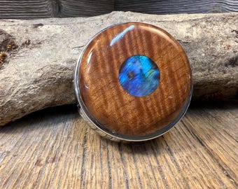 Wood/ Wooden Pill box, keepsake case: Curly Sateen , 3 Compartments, 1 Compartment