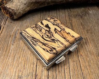 Wood/Wooden Pill box/ Keepsake container/ Make up container: AAAA Spalted Tamarind, 4 partitions, 1 compartment