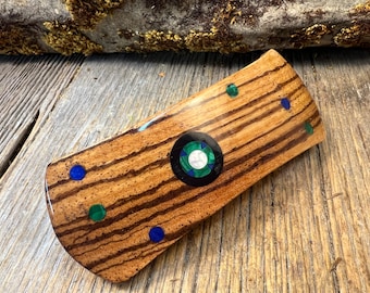 Wood/ Wooden Barrette/ Hairclip: Zebra wood