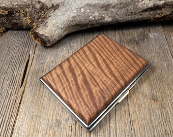 Wood/ Wooden, Business/ Credit card, Wallet,  Medicinal Herb/Cigarette Case: AAAAA Gallery grade extremely curly Sateen wood