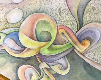 SONG of the DIDGERIDOO original abstract watercolor framed
