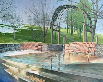 LEDGER'S WAY to Walnut Hill Park New Britain CT original painting