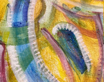 STACK AT 5 original acrylic painting framed