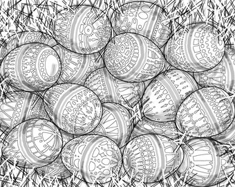 EASTER EGGS - digital line drawing for coloring