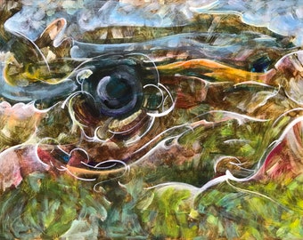 WHITE CAPS original acrylic painting ready to hang