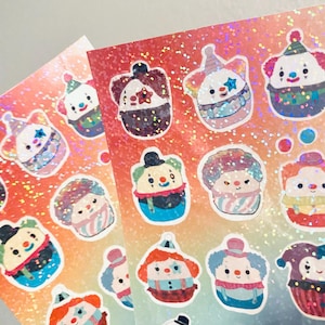 Folha de adesivos de palhaços Squishmallow ClownCore Fan Art