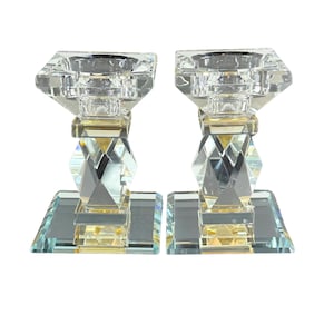 Elegant Crystal Candlestick Holders – Set of 2, 10 cm (3.94 inches) Tall – Ideal for Home Décor and Dining