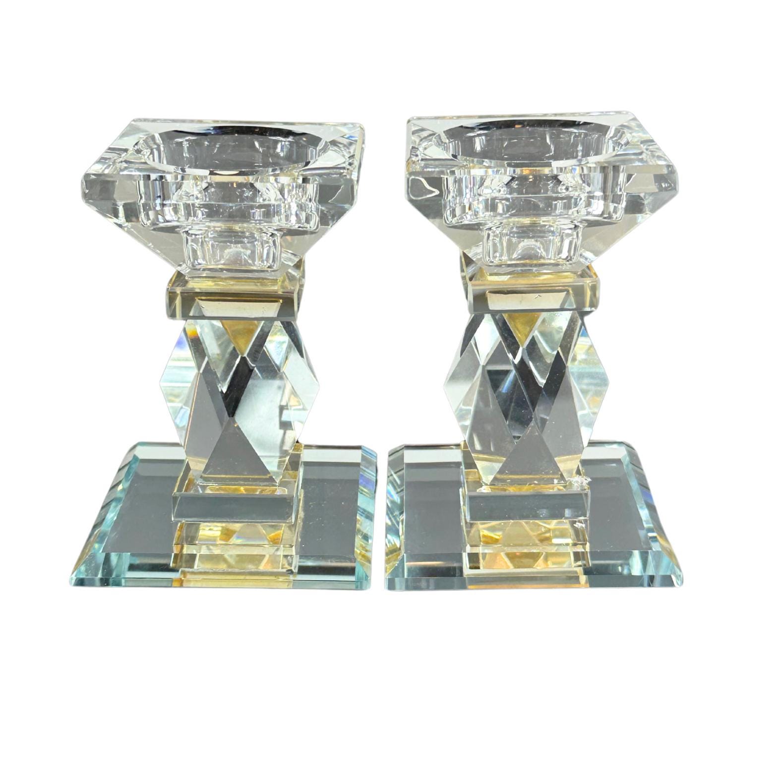 Elegant Crystal Candlestick Holders – Set of 2, 10 cm (3.94 inches) Tall – Ideal for Home Décor and Dining