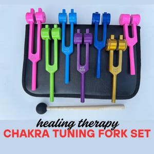 Chakra Tuning Fork Set for Healing DNA Repairing,yoga 7 PCS Color Weighted Tuning Forks