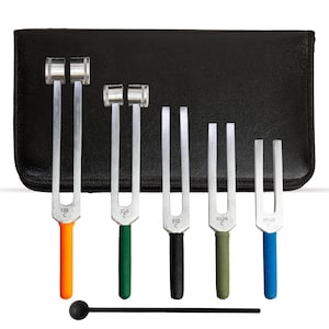 Healing Chakra Tuning Fork Therapy Vibration Set 128-2048Hz with Silicone Hammer