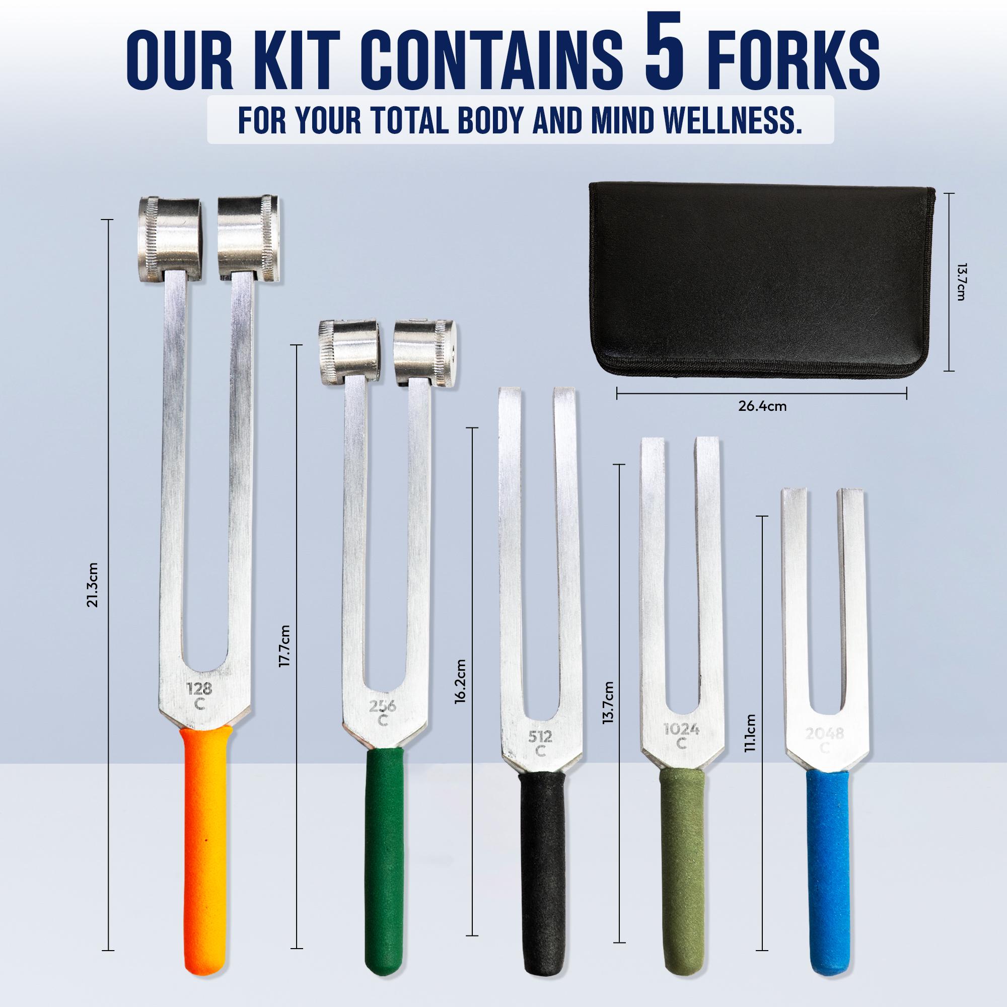 Healing Chakra Tuning Fork Set – 128Hz To 2048Hz – With Silicone Hammer – Owzars