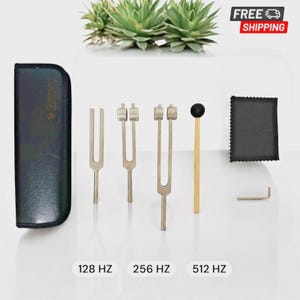 Healing Tuning Fork Set 128Hz 256Hz and 512Hz Weighted for Sound & Chakra Care