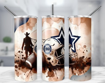 Cowboy 20oz Skinny Tumbler Wrap PNG, Sport 20oz Tumbler PNG, Mascot Sublimation Tumbler PNG Digital Download, Football Helmet Tumbler