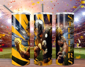 Vaso delgado Steeler de 20 oz PNG, vaso deportivo de 20 oz PNG, vaso de sublimación de mascota PNG, descarga digital, vaso de fútbol