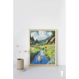 Paint by Numbers Kit - Whimsical Cottage & Countryside | Ghibli-Inspired Landscape |  Relaxing Craft for Adults | Home Decor Gift For Her
