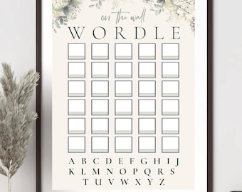 Wordle Wall Art Printable, Sage Green Aesthetic Poster, Interactive Game Room Decor, Office Print, Digital Word Puzzle, Playroom Art