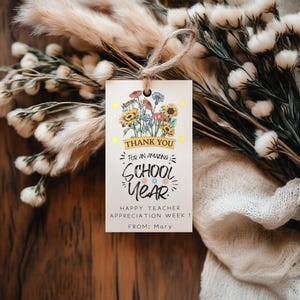 Geschenkanhänger zur Wertschätzung für Lehrer zum ausdrucken - Danke Lehrer-Geschenketikett bearbeitbare Canva-Vorlage für das Schuljahresende, sofortiger Download PDF