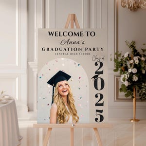 Class of 2025 Graduation Party Welcome Sign Canva Template, Photo Graduation Welcome Poster, Modern Minimalist Graduation Welcome, Editable