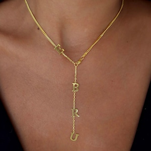 Custom Lariat Name Necklace, Personalized Y Necklace, 925 Sterling Silver Personalized Name Necklace, Initial Necklace, Personalized Gifts