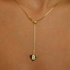 Heart Necklace with Custom Initial, 925 Sterling Silver Personalized Letter Necklace, Heart Necklace with Charm Letter, Christmas Gift
