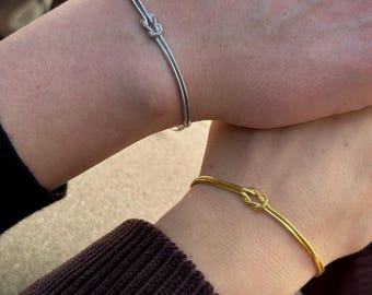 925K Sterling Silver Love Knot Bracelet, Friendship Bracelet, Dainty Couple Bracelets, 925 Sterling Silver, Valentine’s Gift