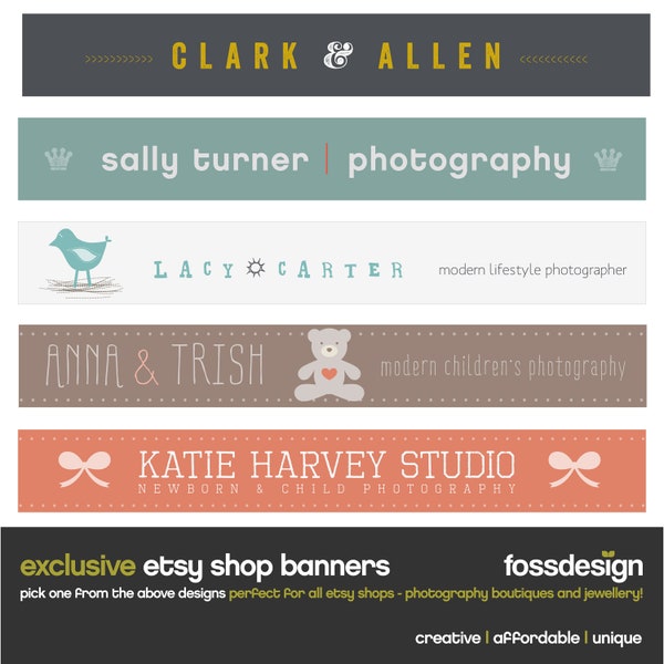 Customize your own Etsy Shop Banner by Fossdesign