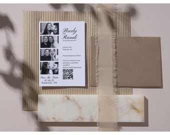 Vintage Photo Strip Save the Date | Wedding Digital Template | Customizable & Printable