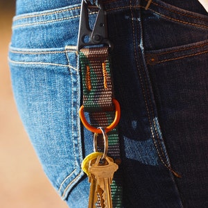 On The Go Key Chain Woodland Camo with Orange D ring image 1
