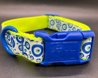 Dog Collar - Evil Eyes with Bright Yellow
