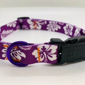 Dog Collar - Purple - Hawaiian Flowers