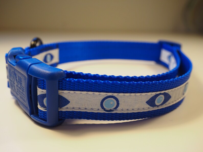 Dog Collar Evil Eye White on Blue bing Etsy