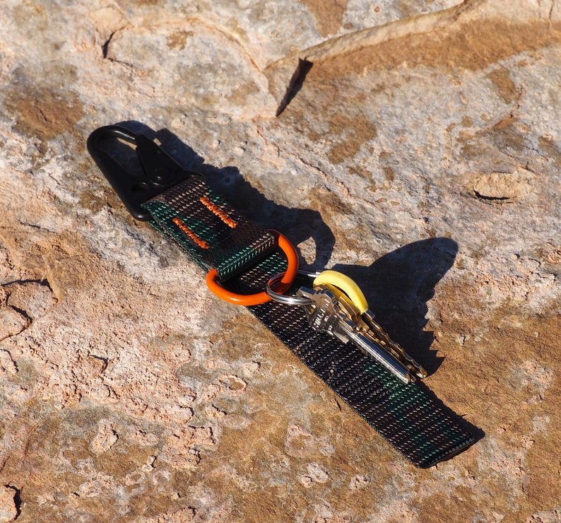 On The Go Key Chain Woodland Camo with Orange D ring image 2