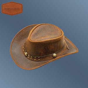 Handmade Leather Western Cowboy Hat Cowhide Leather
