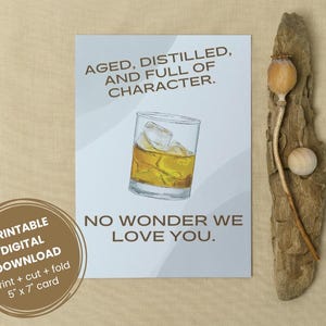 Cartão de Dia dos Pais para Imprimir para o Pai Bourbon | Cartão Digital para Amantes de Uísque | Cartão Engraçado para Pais Bêbados | Download Instantâneo