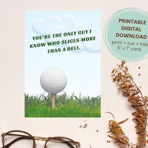 Vaderdagkaart | Golfthema | Afdrukbare download | Direct downloaden | Grappig vaderdagcadeau voor golfliefhebbers | Golfschijf + GRATIS GESCHENK