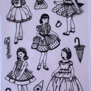 新しい小さな女の子のスタンプ - ヴィンテージの女の子のスタンプ - 1950年代のスタンプ - カード作りやスクラップブッキングの作品に