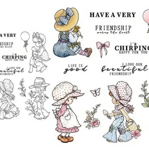 新しいサラ・ケイのクリアスタンプセット、あなたのすべての作品のためのホリーホビースタンプテーマ - ビンテージスタンプ - レトロスタンプ - 小さな女の子のスタンプセット