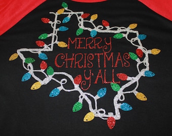 Merry Christmas Y'all Shirt, Texas Christmas Shirt, Happy Holidays Sweater, Merry Christmas Shirt, State Christmas Shirt, Festive Shirt