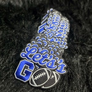 Let's Go Embroidered Football Hat Patch | Black or Royal Blue