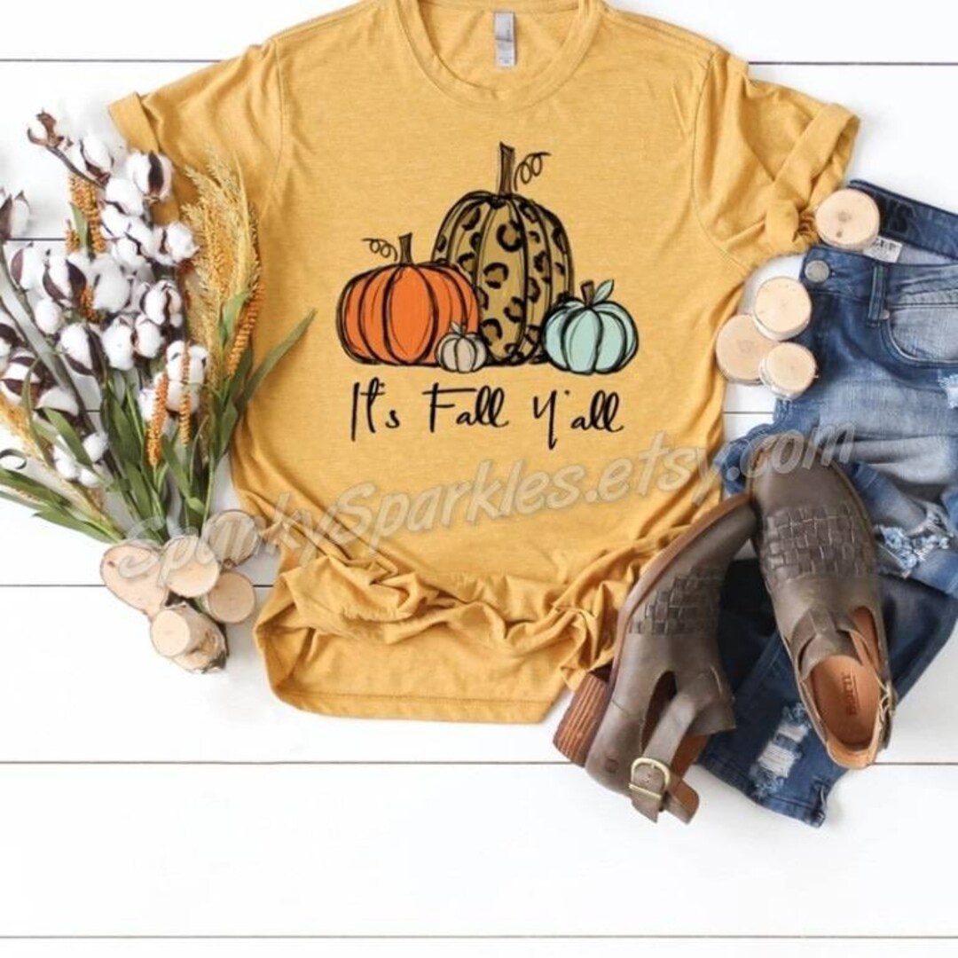 It's Fall Y'all Shirt, Pumpkin Shirt, Leopard Pumpkin Shirt, Womens ...