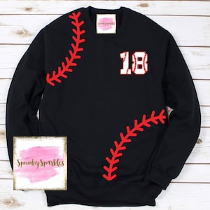 Baseball Sweatshirt, Baseball Laces Shirt, Baseball Number Sweatshirt, Game Day, Baseball Mom Shirt, Baseball Season, Custom Baseball Tee